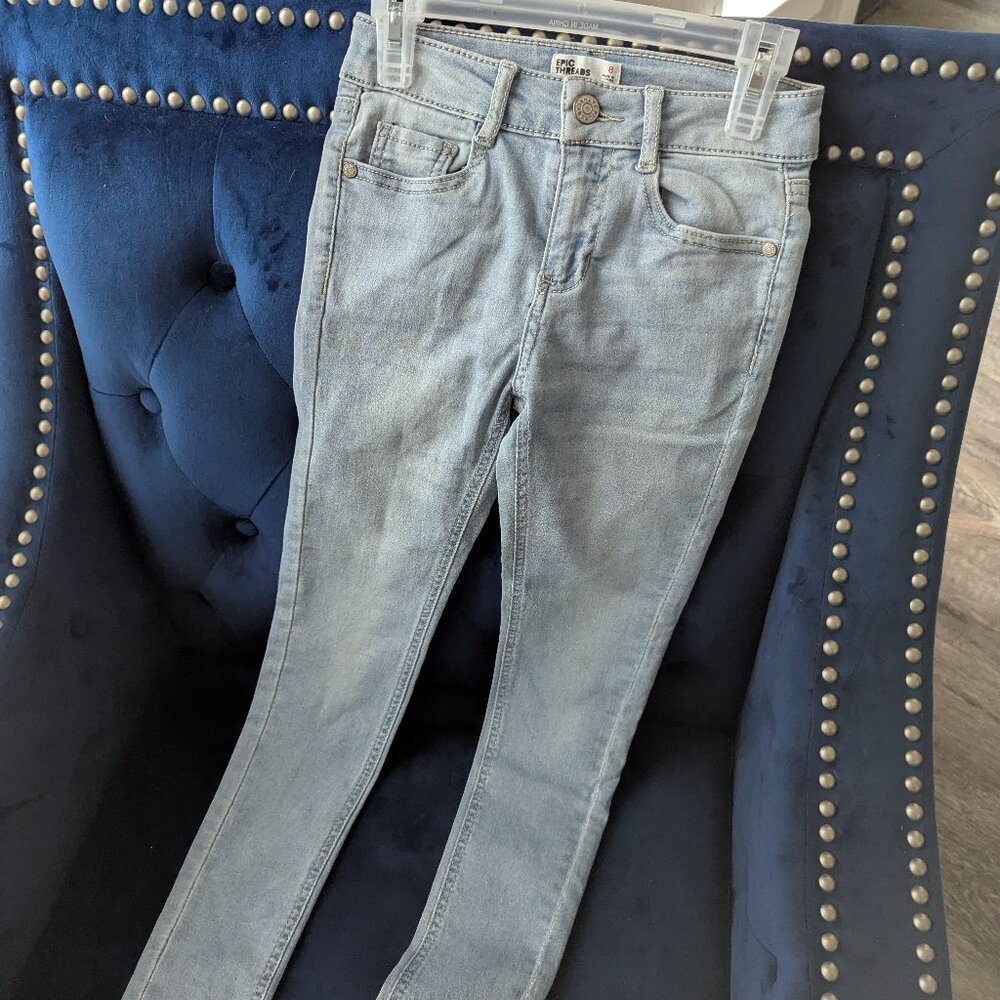Size 8 Girls Light Blue Skinny Jeans by Epic Threads
